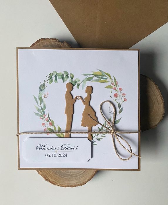 Kartka ślubna boho, personalizowana.