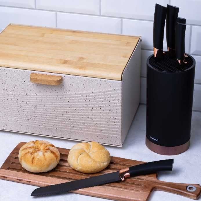 7w1 Zestaw Ostre Noże Kuchenne Stojak Blok Na Noże Stal Nierdzewna