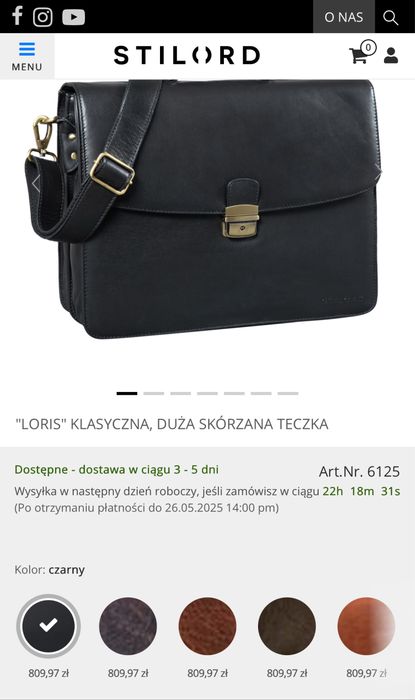 Nowa skórzana torba teczka aktówka Stilord