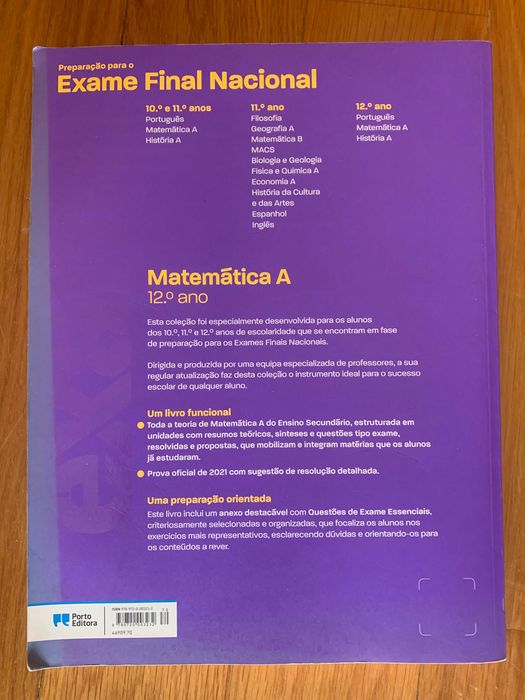 Preparação para o Exame Final Nacional Matemática A 12º como NOVO