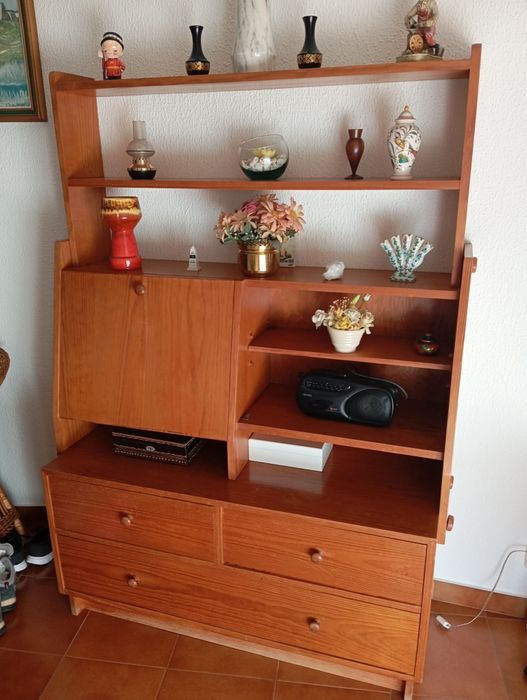 Mobília completa de quarto pinho cor mel para 2 pessoas