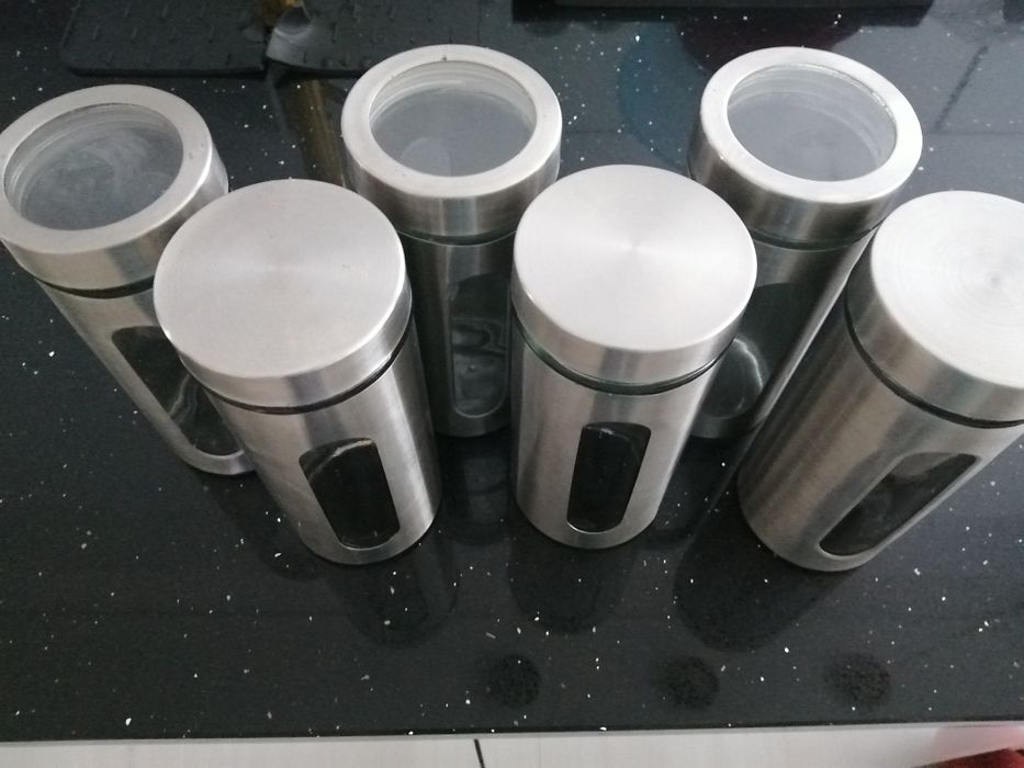 6 Frascos vidro e inox