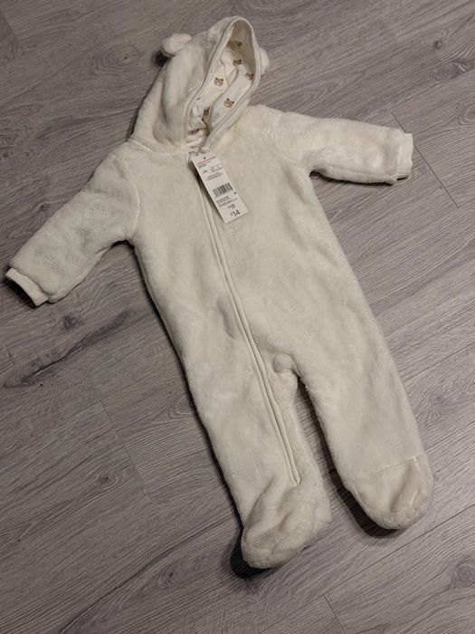 Плюшевий чоловічок 9-12м. з капюшоном для дитини. Флісовий комбенізон.