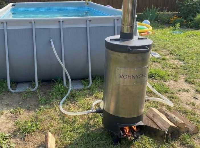 Дров’яний водонагрівач для басейну VOHNYSHE • Піч для нагріву води • Змійовик зі нерж.сталі або металу ‼️НАГРІВ БЕЗ ЕЛЕКТРИКИ ТА ГАЗУ‼️