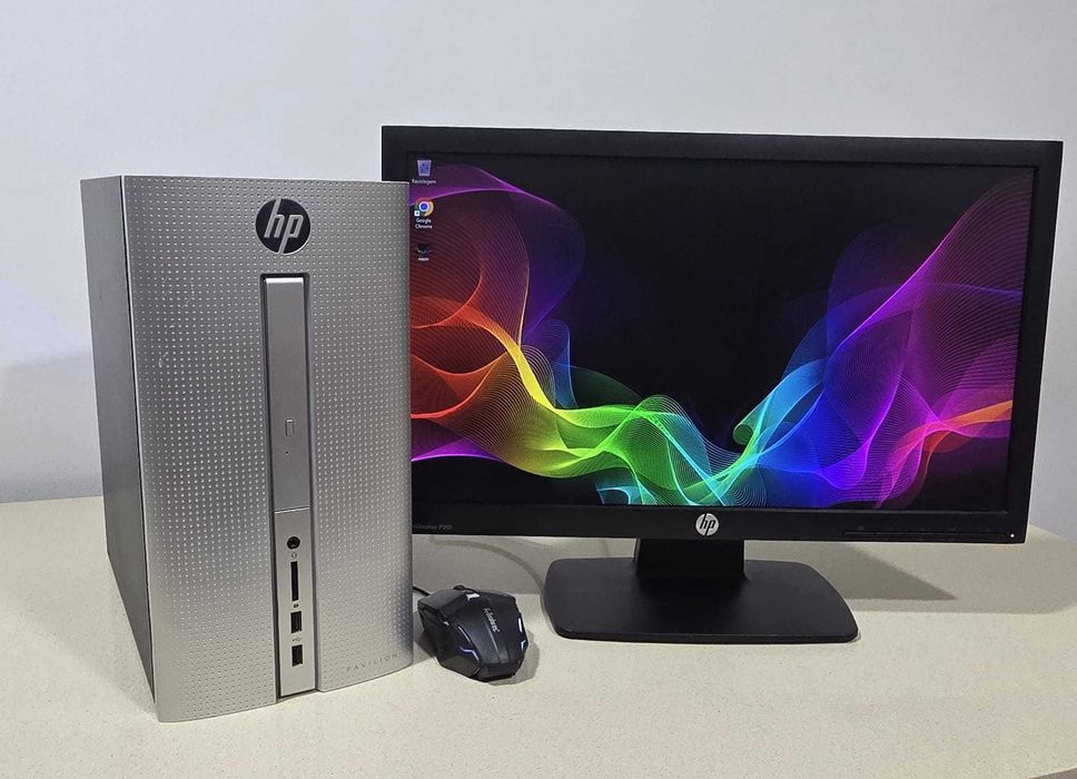 Computador AMD com Monitor HP Pro de 20 polegadas/ SSD/ Windows/ Office