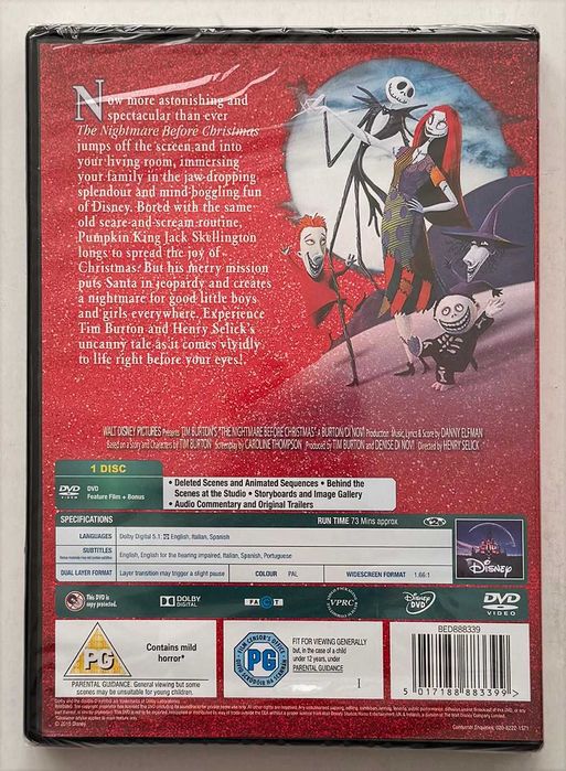 DVD animação_Tim Burton´s The Nightmare Before Christmas. Novo e selado.
