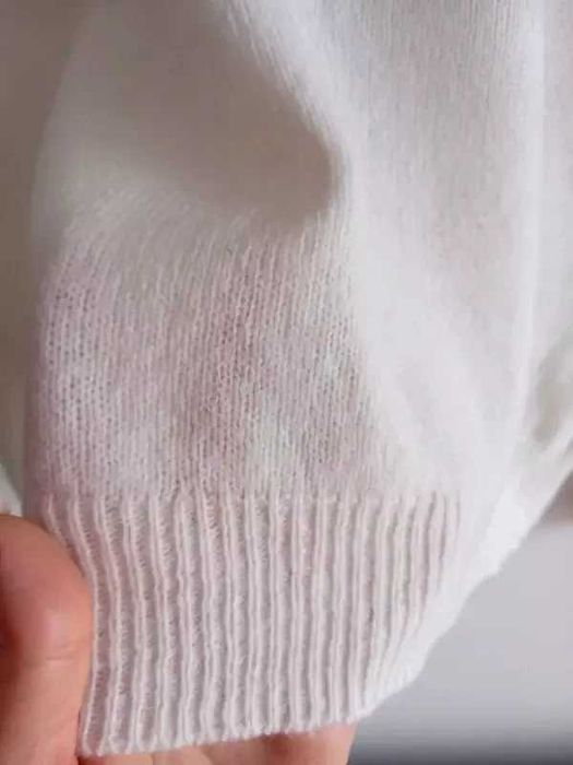 Wełniany sweter kremowy ecru merino wool basic M 38