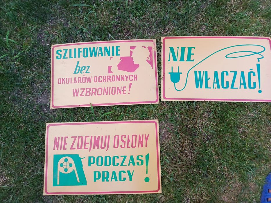 Stare metalowe tablice informacyjne PRL oryginał