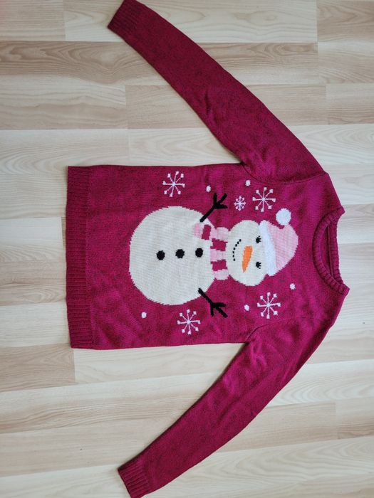 Sweter świąteczny, Sweter zimowy, Sweter z bałwanem M, 36/38, różowy