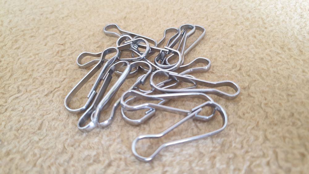 5x karabinek, klips do zawieszenia flagi, banerów, kluczy 40mm stalowy