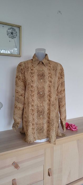 Beżowo brązowa bluzka koszulowa Thelma Fewo Paris, roz XL-XXL