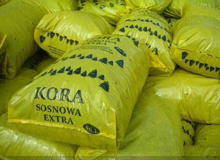 KORA SOSNOWA ZRĘBKI kolorowe zrębka RÓŻNE grubości -frakcje; 50L , 80L