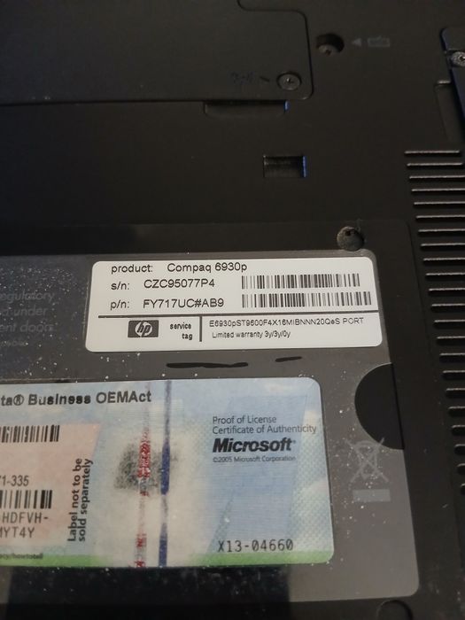 Portatil HP Intel Core 2 Duo para Arranjo ou peças falta Bateria