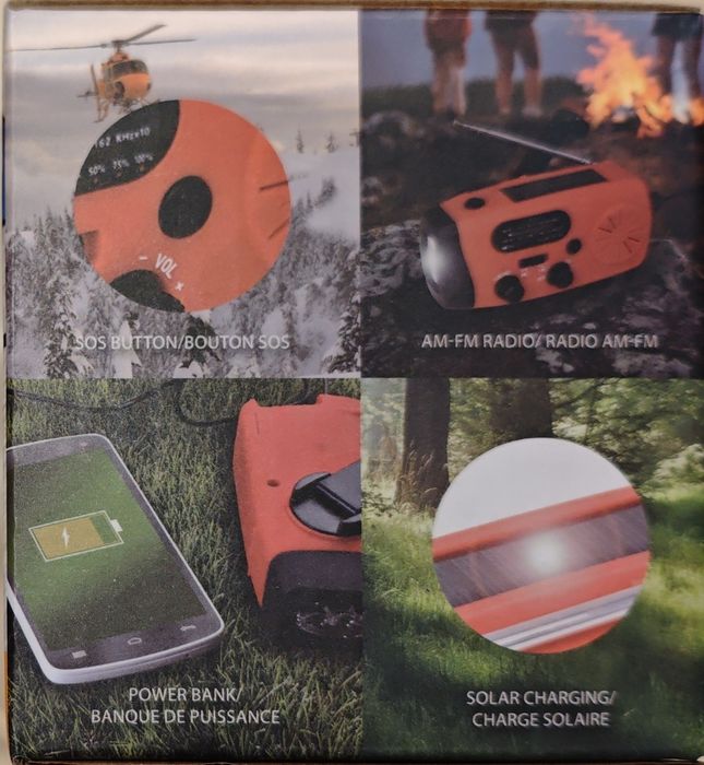 Rádio de Emergência Solar/Manivela c/ Power Bank 4000mAh (Novo