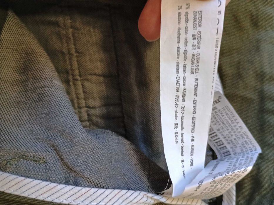 Męskie spodnie zara Man 38 relaxed 97% bawełna 3 % elastan nowe khaki