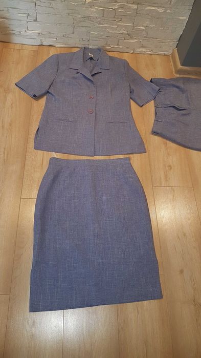 Komplet: spodnie, spódnica, marynarka rozm. 40