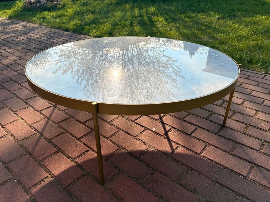 Luksusowy stolik marmurowy 100 cm | Design | Glamour | Złoto
