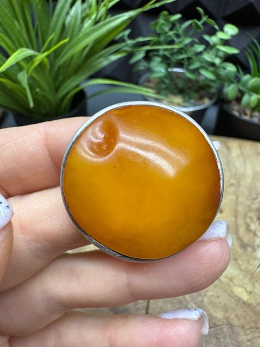 Stara broszka srebro bursztyn naturalny bałtycki