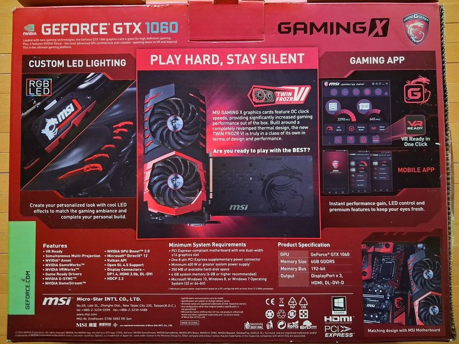 Placa gráfica gaming MSI Geforce GTX 1060