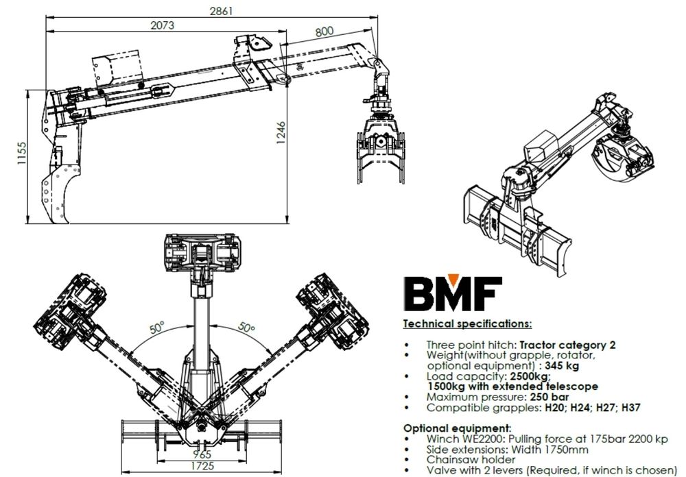 Chwytak do zrywki drewna BMF Przyczepa Leśna Zuraw Teleskop na TUZa