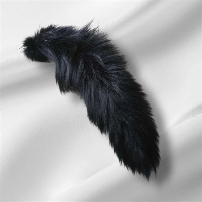 Czarna Kita Lisa 30–40 cm Naturalne Futro Brelok Karabińczyk