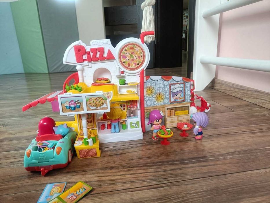 Laleczki Piny Pon Pizzeria skuter auto lalki zestaw pinypon pony