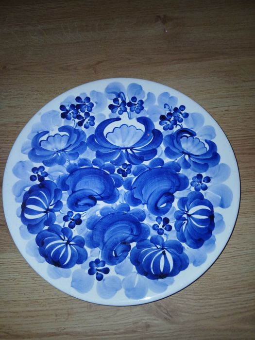 Talerz patera z fajansu włocławek w kobalcie sr 31cm