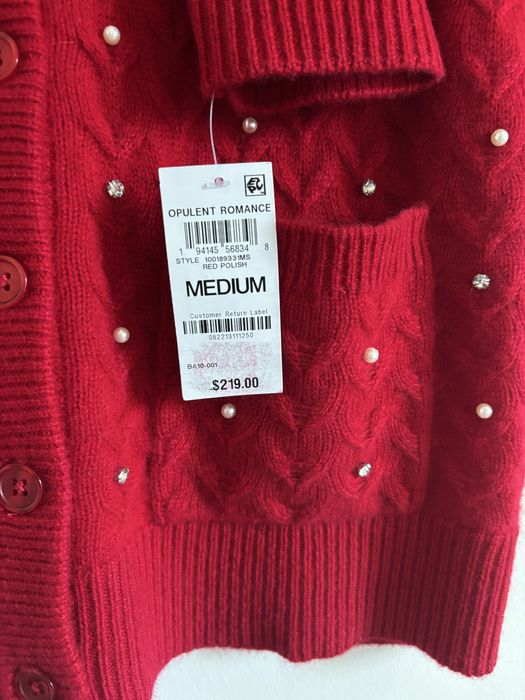 Sweter kardigan 100% kaszmir naturalny dwuwarstwowy 2-ply rozmiar S