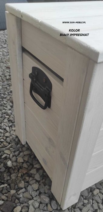 Taboret z Pojemnikiem Pufa Skrzynia 40x40x50 KOLOR BIAŁY IMPREGNAT MAT