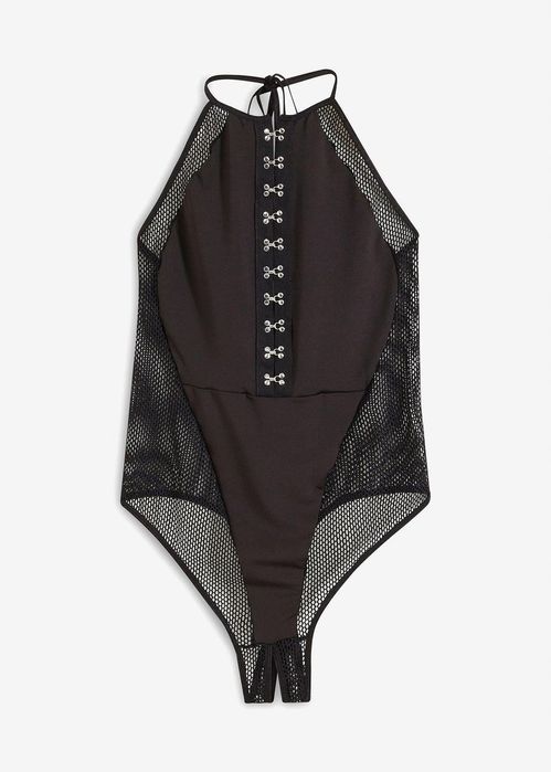 Venus body z siatki ze stringami ouvert ozdobne haftki r.44/46