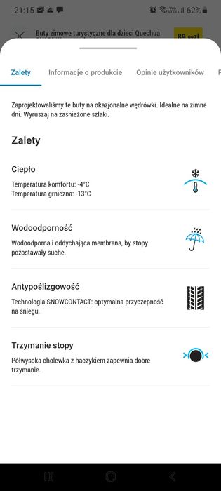 Buty zimowe trekingowe Decathlon Quechua 35 rozmiar