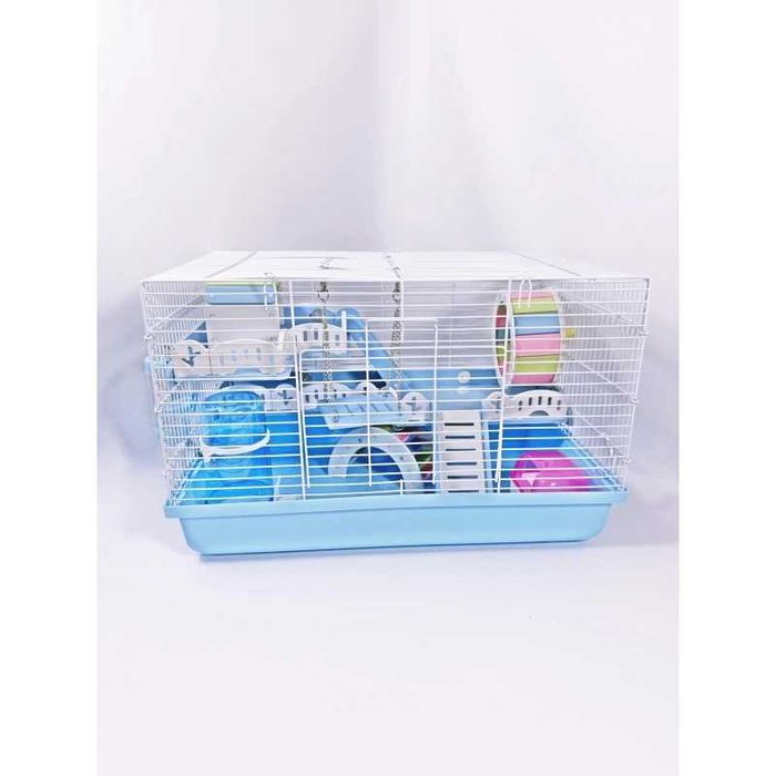 ТОП! Просторная Голубая клетка для хомяка G06 с 3 этажами, 47×29×30 см