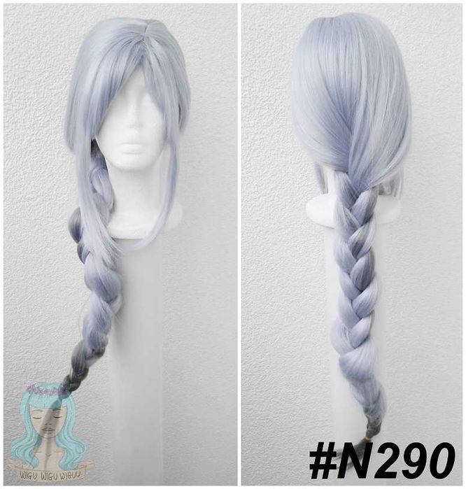 Genshin Impact Shenhe szara błękitna niebieska peruka cosplay wig