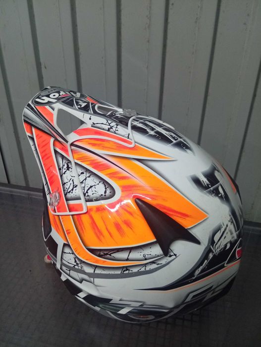 Capacete Motocross Airoh Twist Laranja Branco - Enduro Pit Bike - Homologado E3