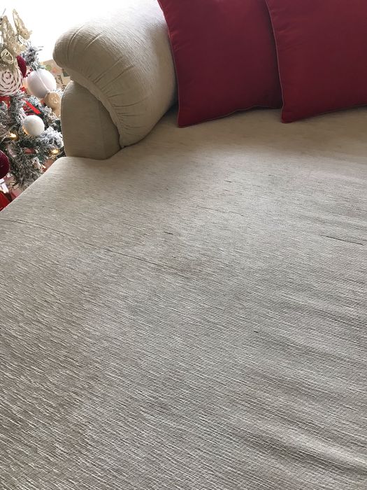 Sofa creme tecido chaise long 3 lugares