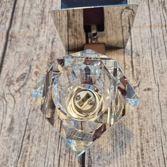 Kinkiet Lampa Drewno Stal Chromowana G9 Light Prestige