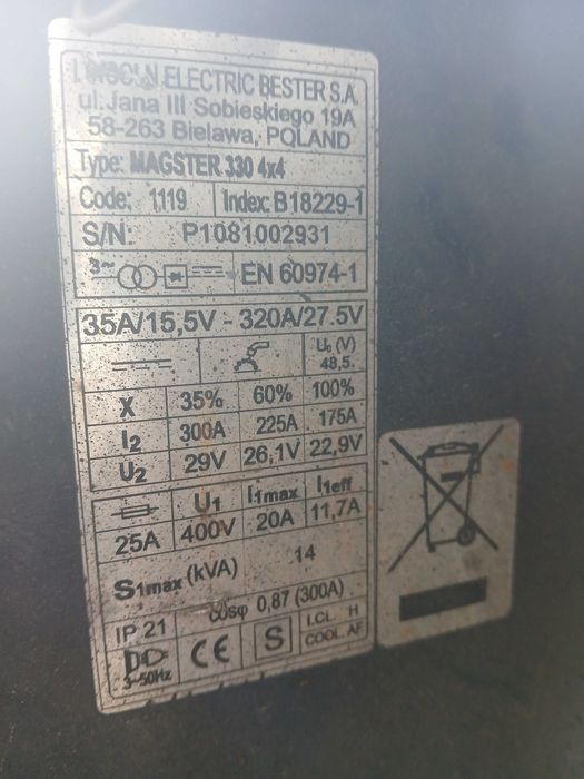 Spawarka migomat bester magster 330 lincoln electric 4x4 mig-mag półautomat 2 sztuki