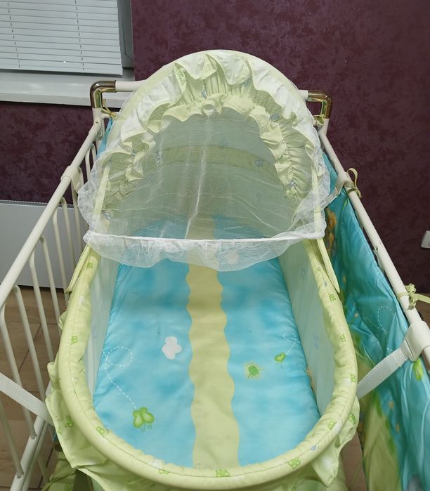 Металічне дитяче ліжко трансформер geoby з колискою