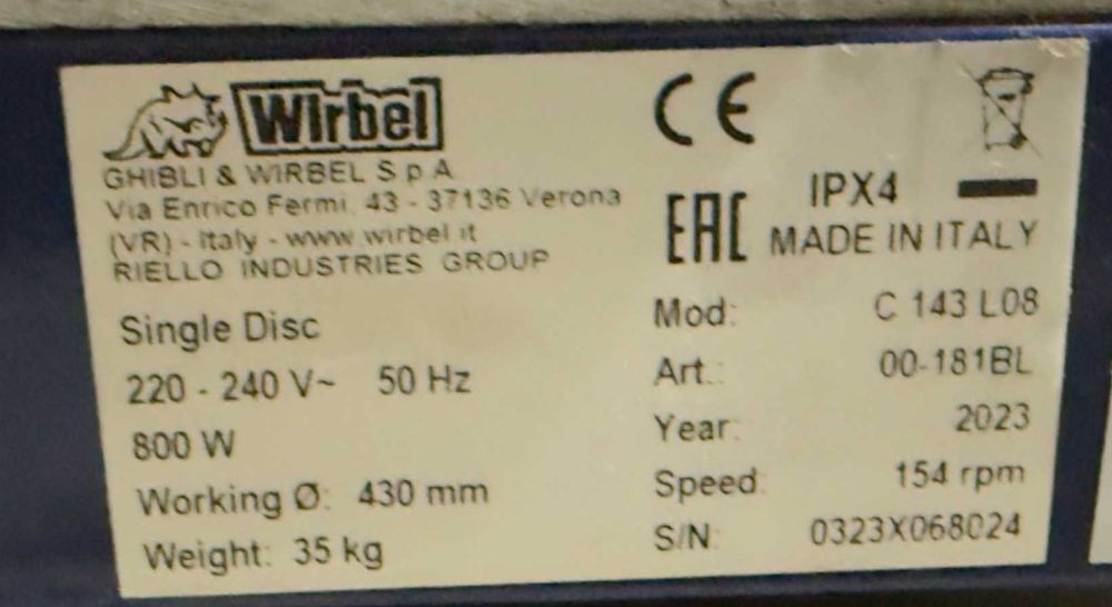 Rotativa Industrial Wirbel C143 + Porta-Pad + Disco escova seminova