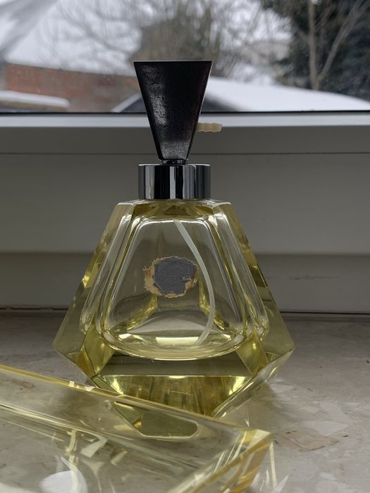 Posselt jak Moser komplet na toaletkę art deco kryształ cytrynowy