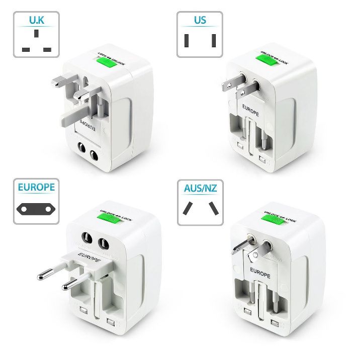 Adaptador de tomada de viagem universal - EU / UK / USA / AU/HK/CN/etc
