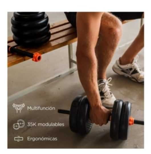 Kit de Halteres Ajustáveis + Discos (novo - completo) – Treino em casa