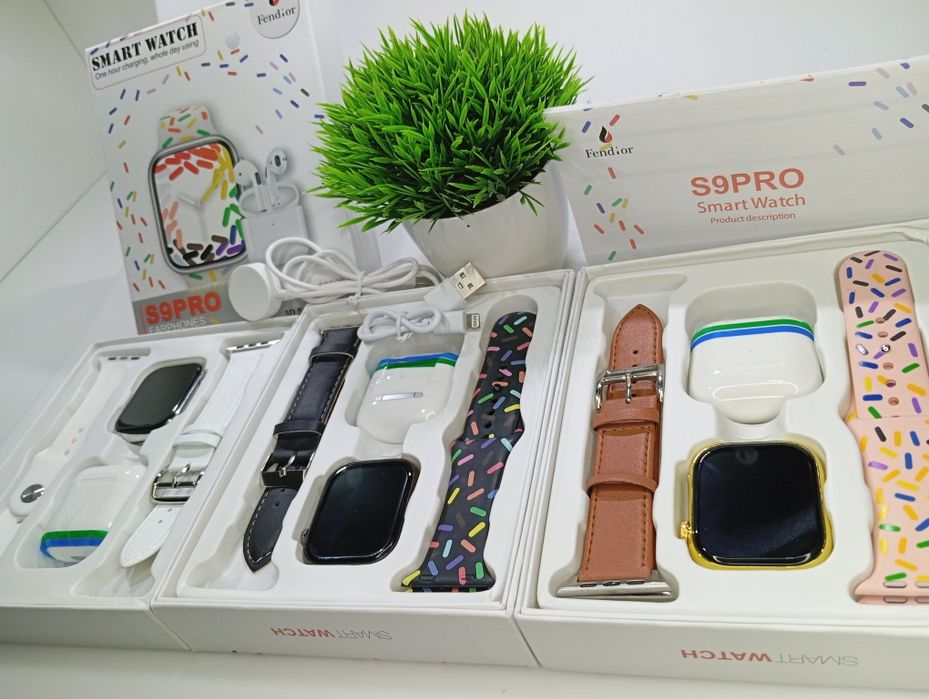 Набор ‼️ Smart watch S9 ДВА РЕМЕШКА + НАУШНИКИ! Смарт часы/годинник ‼️