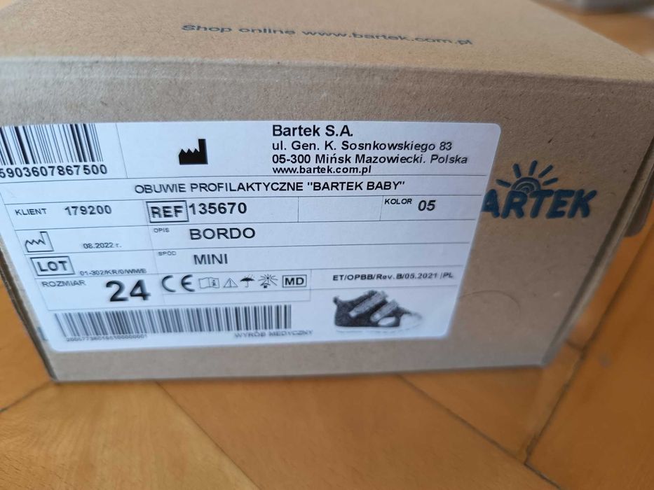 Buty/ Obuwie profilaktyczne Bartek rozm.24, kolor bordo