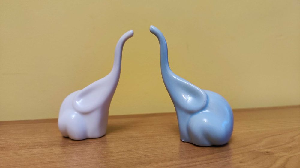 Słonie z porcelany, parka – stan idealny