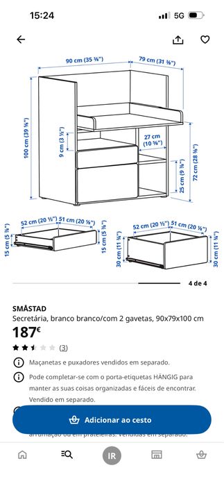 Secretária infantil branca evolutiva c/ gavetas | antigo trocador