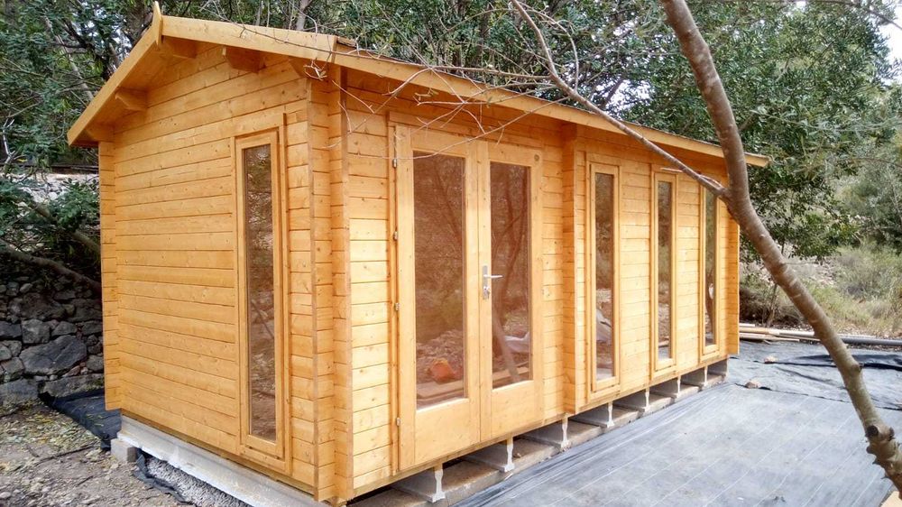 Cabana modular de madeira, escritório Exterior de 17,2 m2