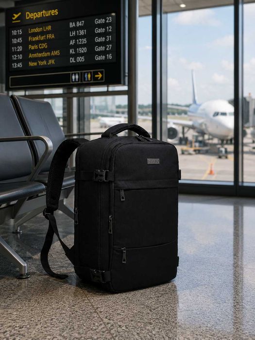 Nowy Plecak Do Samolotu Ryanair 40x30x20 Bagaż Podręczny Laptop Wodoodporny Podróż Szkoła Praca Czarny
