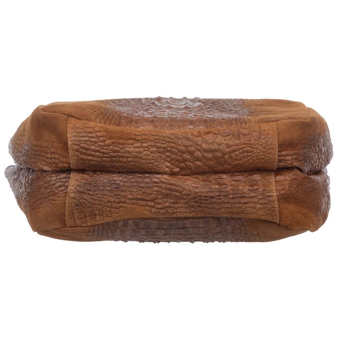 VERA PELLE torebka damska zamszowa worek shopper kroko V655 taupe