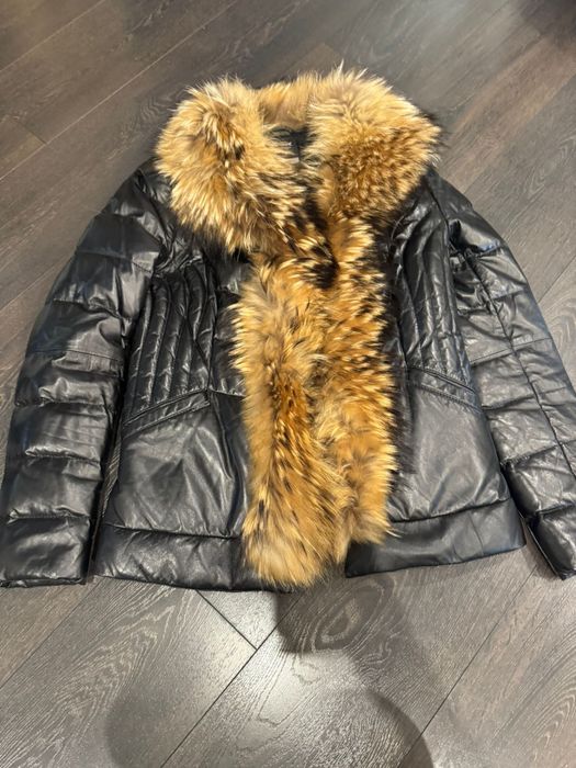 Okazja. Skórzana kurtka z kołnierzem z naturalnego Jenota OCHNIK